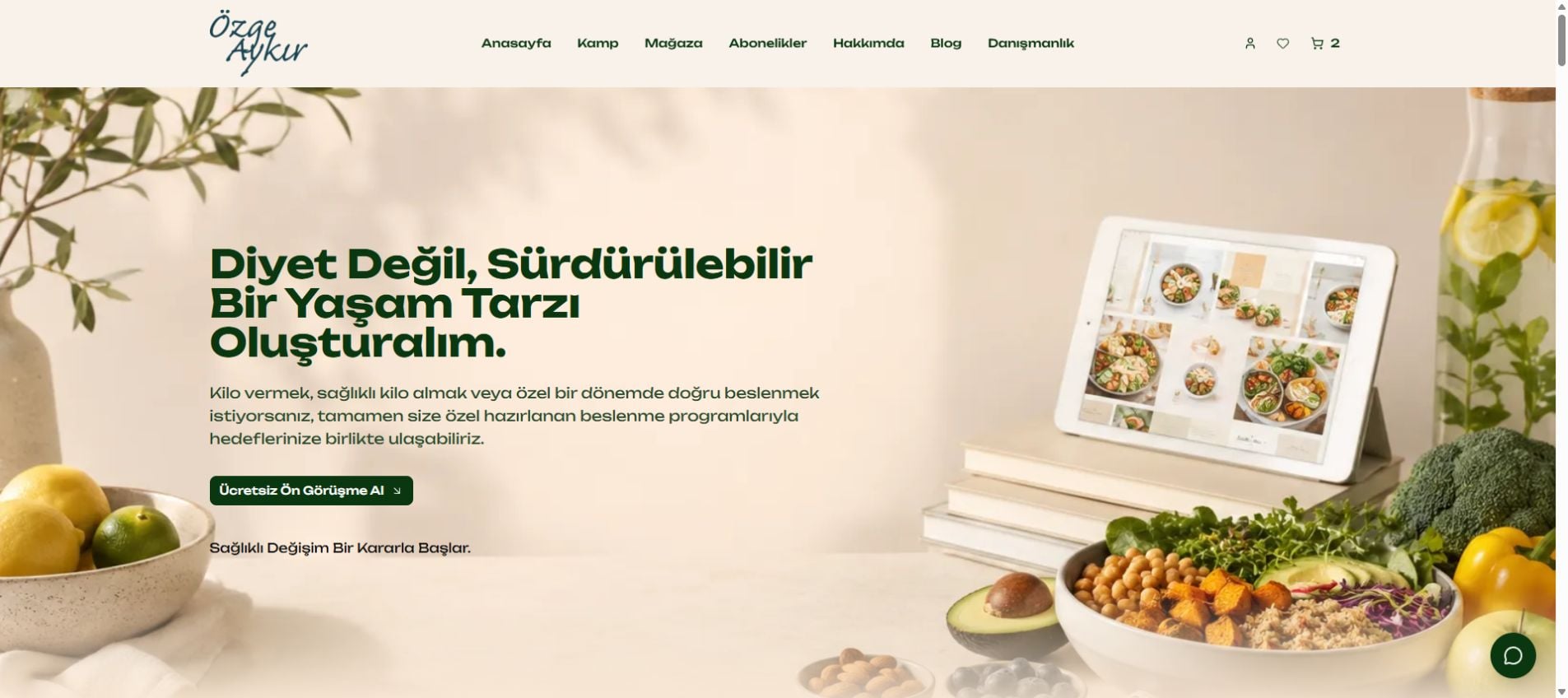 The homepage brings the practice, programmes and products together.